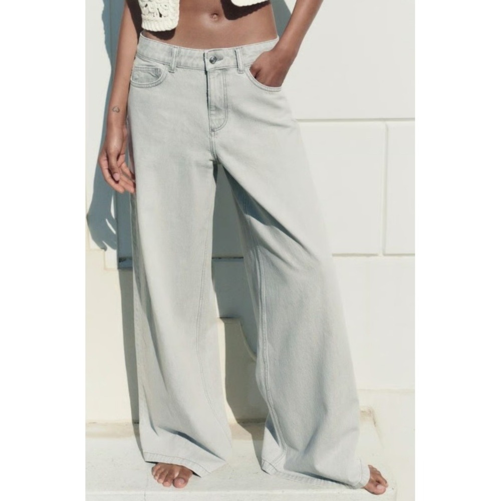 Wide Leg Denim Jeans Light Wash Relaxed Fit Women